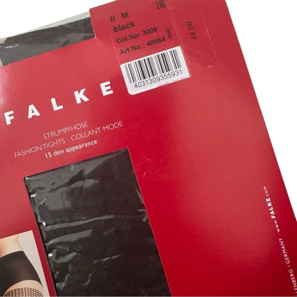 Falke Houndstooth 15 DEN Women Tights - 2 Pairs Medium 10-12 Black - Picture 3 of 7